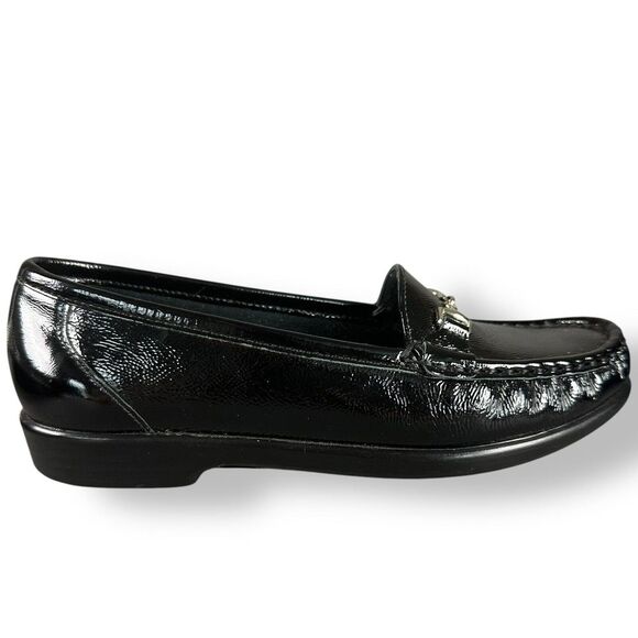 SAS Metro Leather Loafers Tripad Comfort Foot Bed Black Patent WMNS SZ 6.5 M EUC - Picture 8 of 10